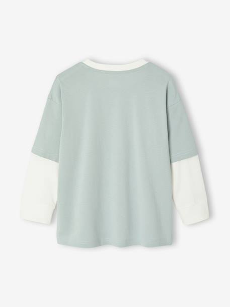 T-Shirt with Flocked Layered Effect for Boys aqua green 
