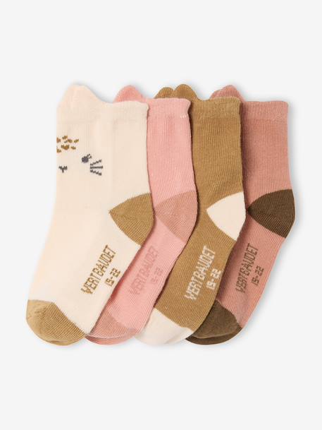 Pack of 4 Pairs of 'Animals' Socks for Babies rose 