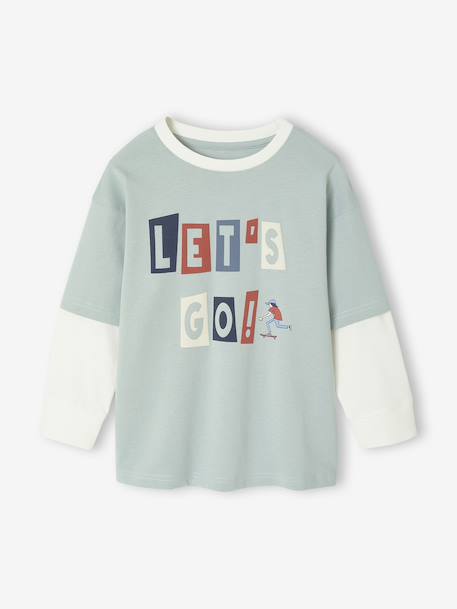 T-Shirt with Flocked Layered Effect for Boys aqua green 