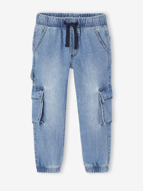Loose Fit Denim Cargo Trousers for Boys double stone 