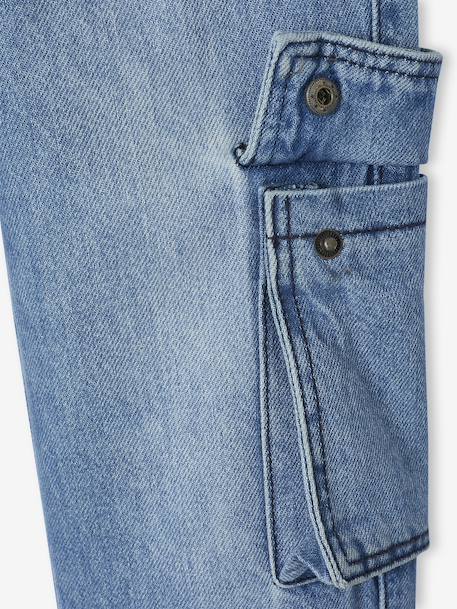 Loose Fit Denim Cargo Trousers for Boys double stone 