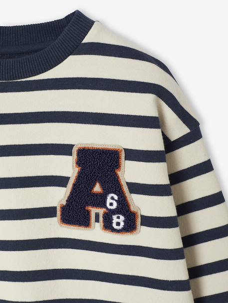 Sweatshirt with Wide Stripes & Bouclé Badge for Boys striped blue+striped green+striped red 