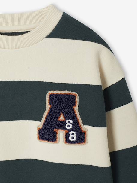 Sweatshirt with Wide Stripes & Bouclé Badge for Boys striped blue+striped green+striped red 