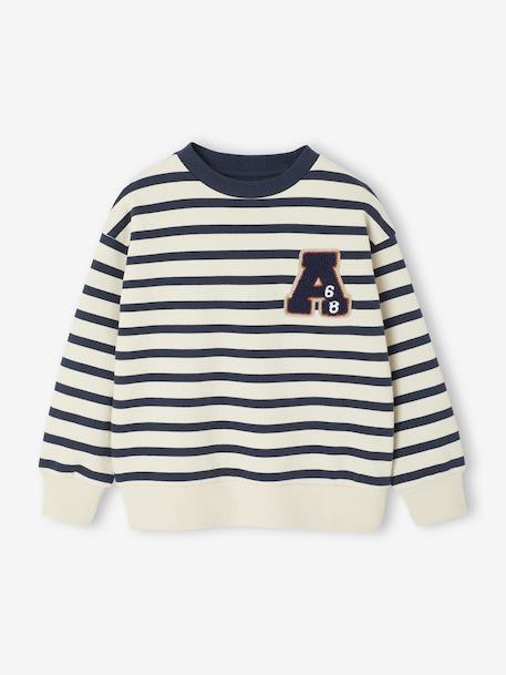 Sweatshirt with Wide Stripes & Bouclé Badge for Boys striped blue+striped green+striped red 