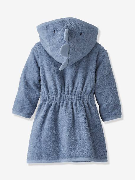 Little Dino Bathrobe for Babies BLUE DARK SOLID 