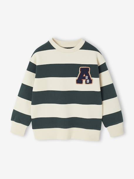 Sweatshirt with Wide Stripes & Bouclé Badge for Boys striped blue+striped green+striped red 