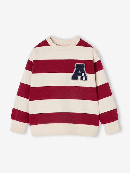 Sweatshirt with Wide Stripes & Bouclé Badge for Boys striped blue+striped green+striped red 