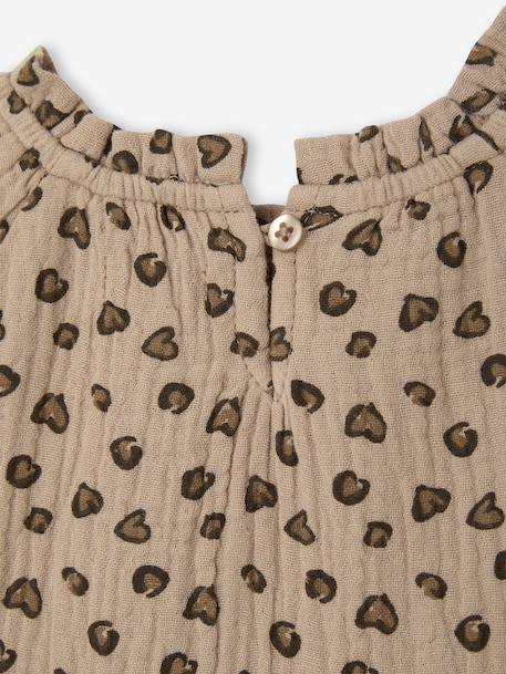 Ruffled Dress in Cotton Gauze, for Girls old rose+rose+taupe 