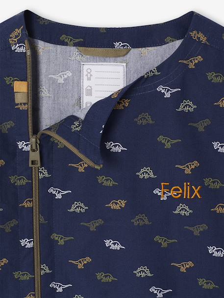 Dinosaur smock for boys indigo 