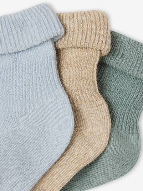 Pack of 3 pairs of plain baby socks marl grey 