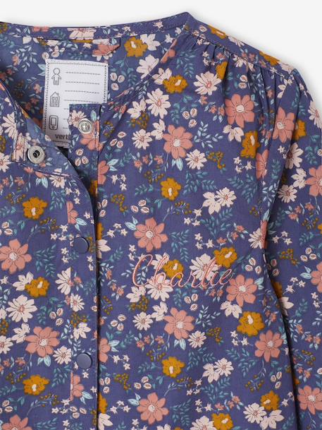 Customisable Flowers girl's smock navy blue 