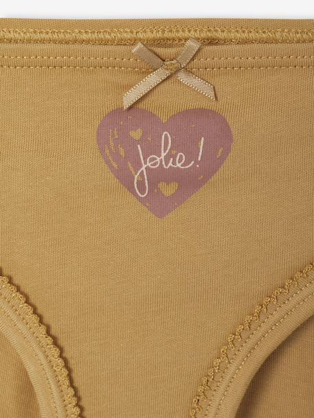 Pack of 7 Hearts Briefs for Girls rose 