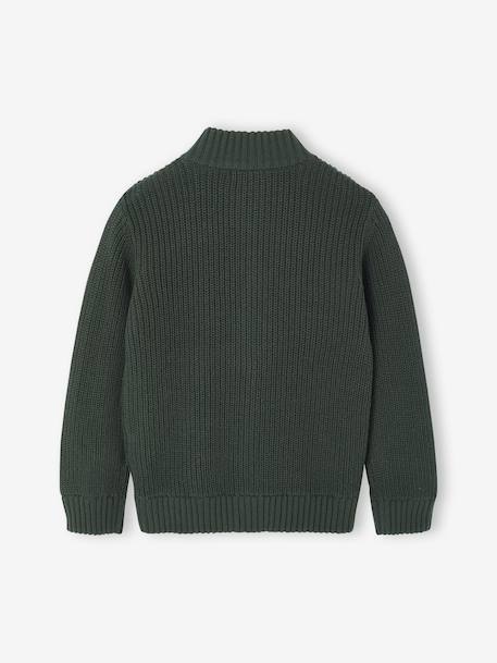 High Neck Long-Sleeved Cardigan for Boys green+navy blue 