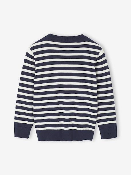 Basic Round-Neck Long-Sleeved Jumper for Boys navy blue+striped blue 