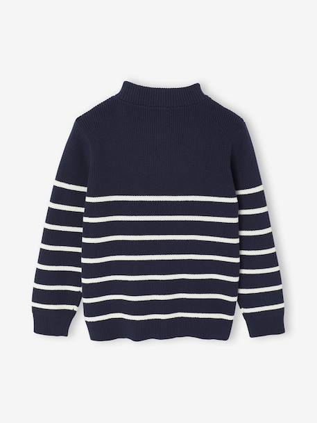 Striped Long-Sleeved Trucker Jumper for Boys navy blue 