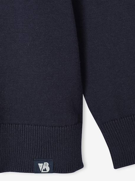 Basic Round-Neck Long-Sleeved Jumper for Boys navy blue+striped blue 