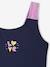 Swimsuit Set Comprising One-Piece Swimsuit + Beanie for Girls indigo 