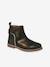 Leather Boots for Girls camel+Dark Blue+printed black 