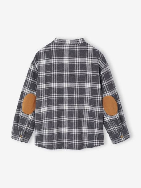 Boy's long-sleeved flannel shirt chequered grey 