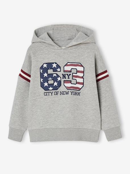 Hooded Sweatshirt with Print on the Front for Boys marl grey 