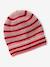 Girl's striped set: beanie + snood + mittens/gloves blush 