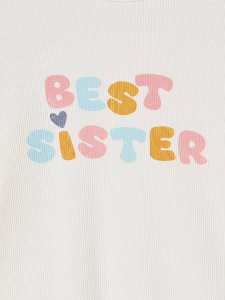 'Best Sister' Pyjamas in Ribbed Jersey Knit, for Girls ecru 