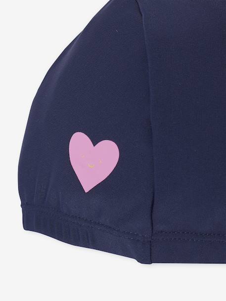 Swimsuit Set Comprising One-Piece Swimsuit + Beanie for Girls indigo 