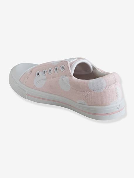 Elasticated Trainers in Canvas for Girls PINK MEDIUM SOLID WITH DESIG 