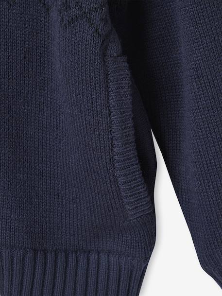 Hooded Sherpa-Lined Cardigan for Boys navy blue 