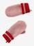 Girl's striped set: beanie + snood + mittens/gloves blush 
