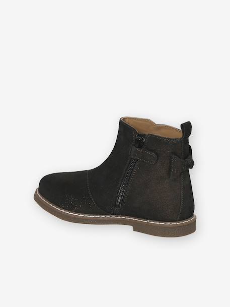 Leather Boots for Girls camel+Dark Blue+printed black 