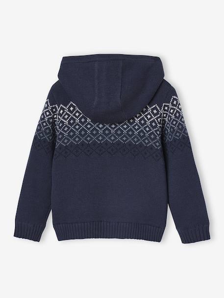 Hooded Sherpa-Lined Cardigan for Boys navy blue 