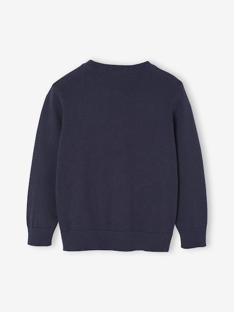 Basic Round-Neck Long-Sleeved Jumper for Boys navy blue+striped blue 