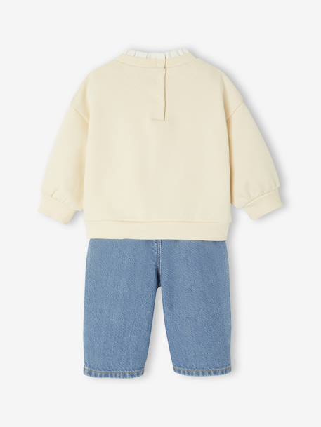 Sweatshirt and wide-leg jeans set for babies vanilla 