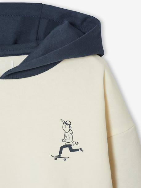 Hooded 2-in-1-Effect Sweatshirt with Print, for Boys ecru 