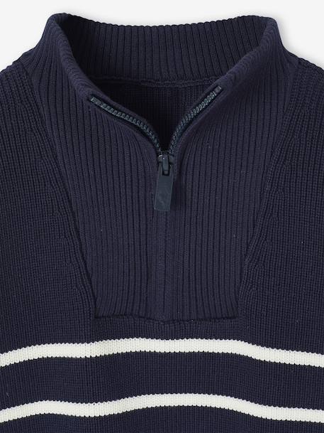 Striped Long-Sleeved Trucker Jumper for Boys navy blue 
