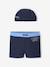 Boxers + beanie swimsuit set for boys ink blue 