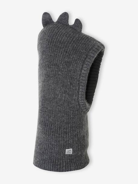 Dino Beanie for Boys khaki+marl grey+navy blue 