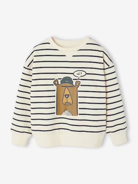 Printed Dog Sweatshirt for Boys striped white+tomato red 