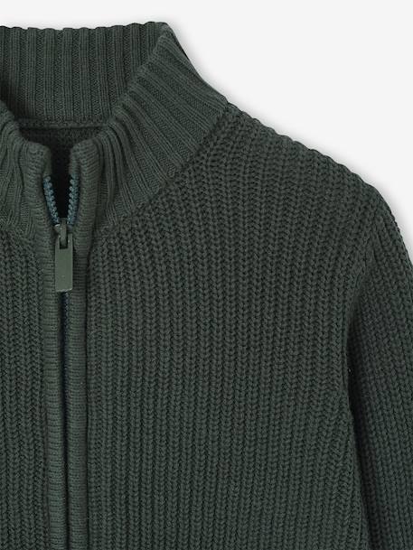 High Neck Long-Sleeved Cardigan for Boys green+navy blue 