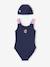 Swimsuit Set Comprising One-Piece Swimsuit + Beanie for Girls indigo 