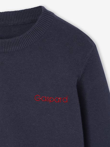 Basic Round-Neck Long-Sleeved Jumper for Boys navy blue+striped blue 