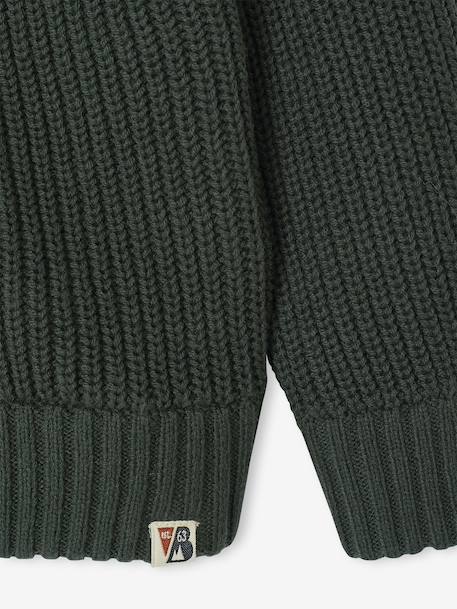 High Neck Long-Sleeved Cardigan for Boys green+navy blue 