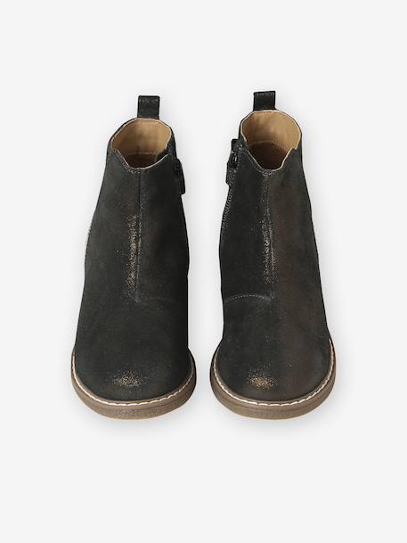 Leather Boots for Girls camel+Dark Blue+printed black 