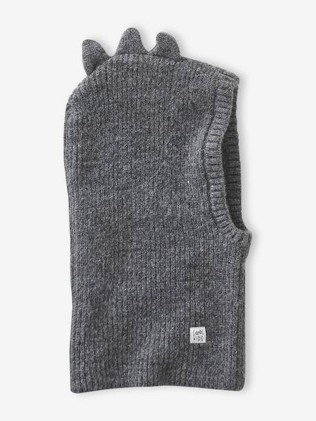 Dino Beanie for Boys khaki+marl grey+navy blue 