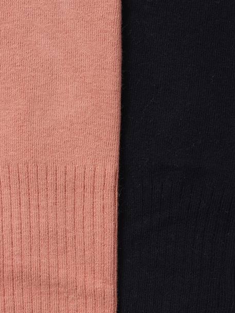 Pack of 2 Pairs of Rib Knit Tights for Girls night blue 