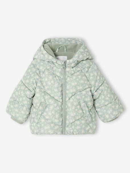 Lightweight Jacket with Printed Hood for Babies sage green 