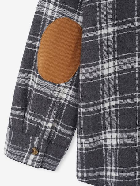 Boy's long-sleeved flannel shirt chequered grey 