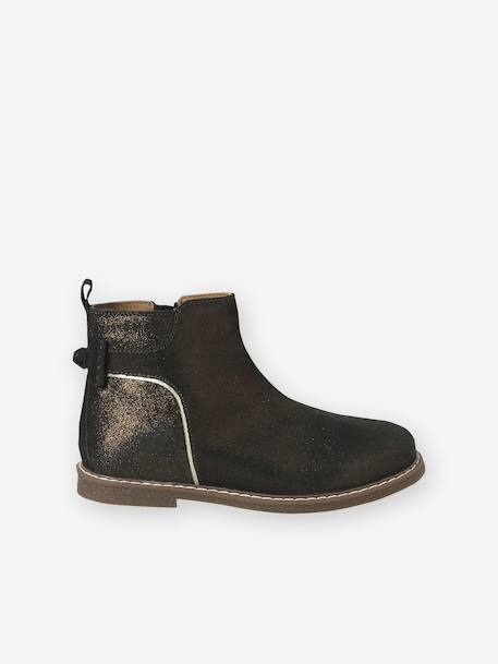 Leather Boots for Girls camel+Dark Blue+printed black 