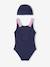 Swimsuit Set Comprising One-Piece Swimsuit + Beanie for Girls indigo 